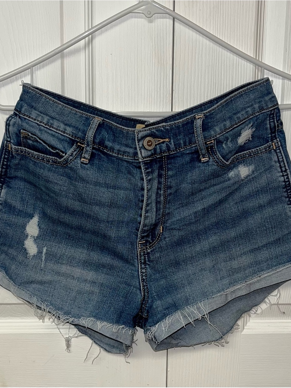 Hollister Distressed Dark Blue Jean Shorts